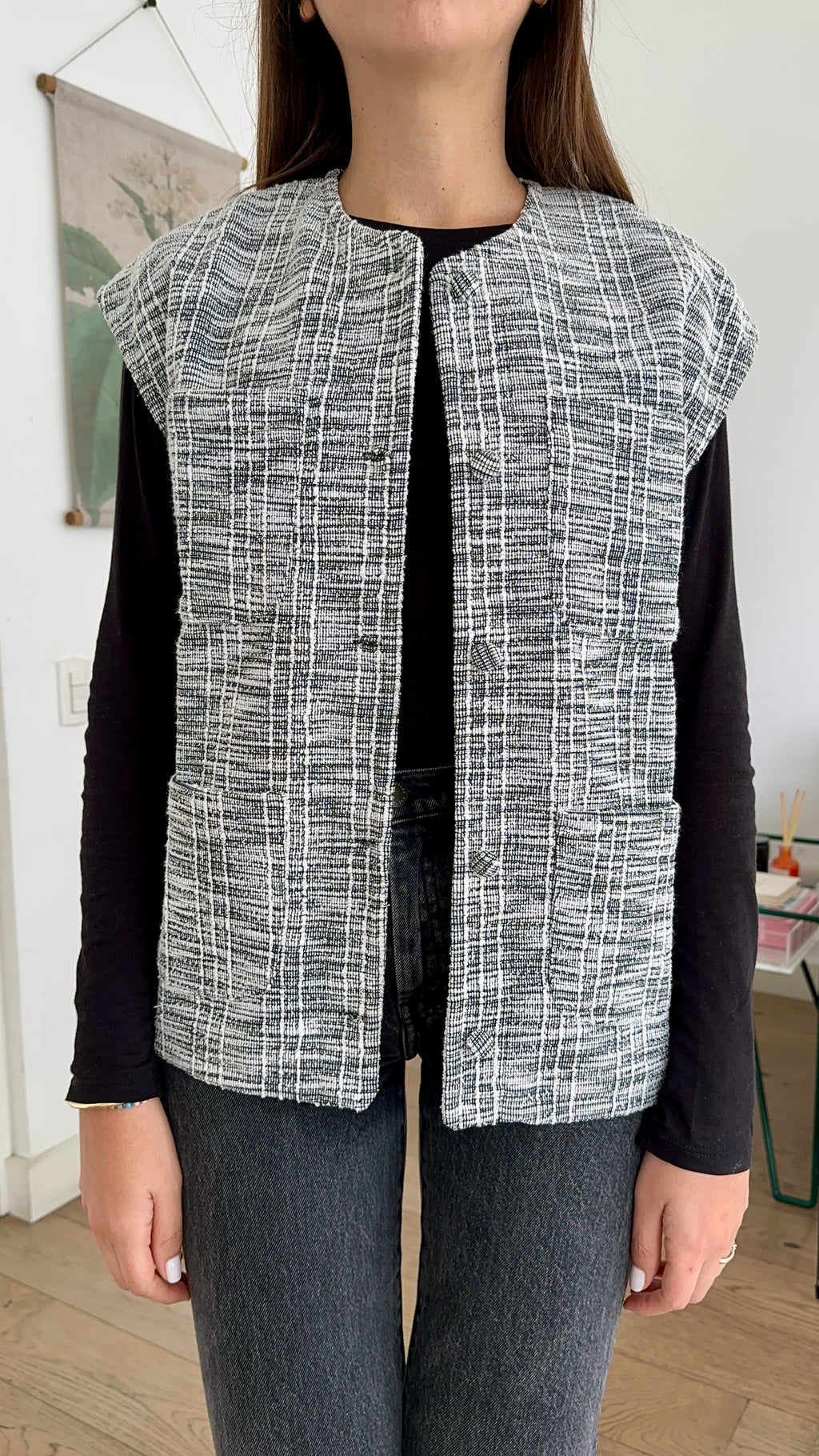 Chaleco Lourdes - Blanco y negro