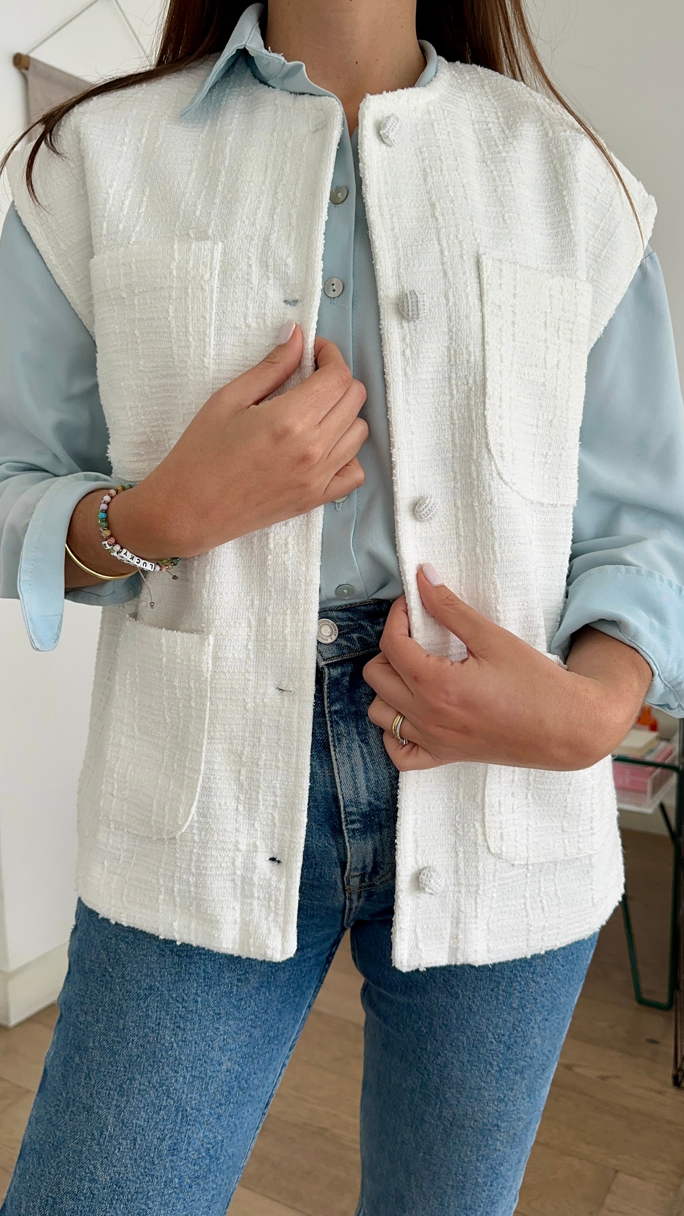 Chaleco Lourdes - Hueso